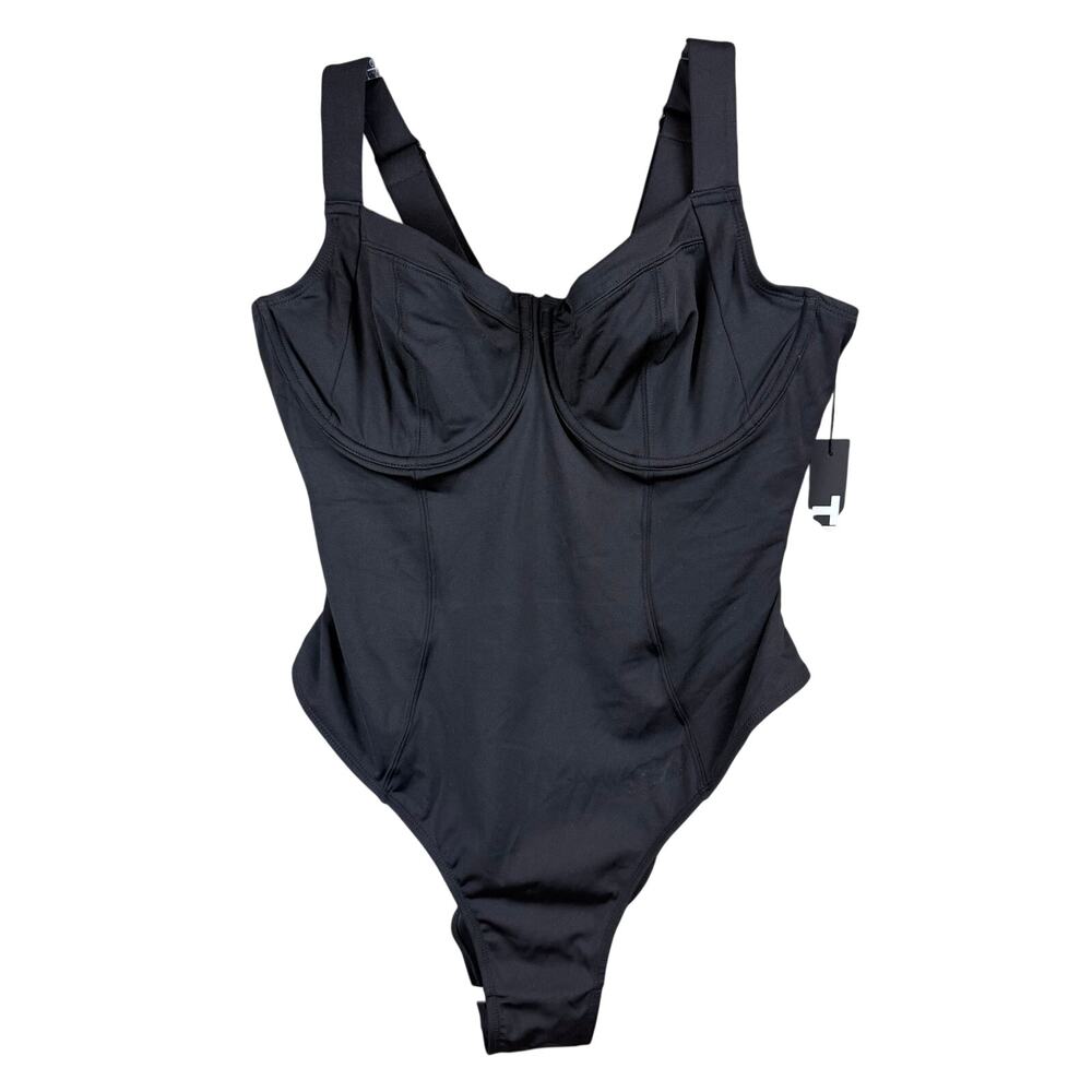 TA3 Hi Cut Lifty Black One-Piece Corset Lace-Up Underwire XL B/C Cup